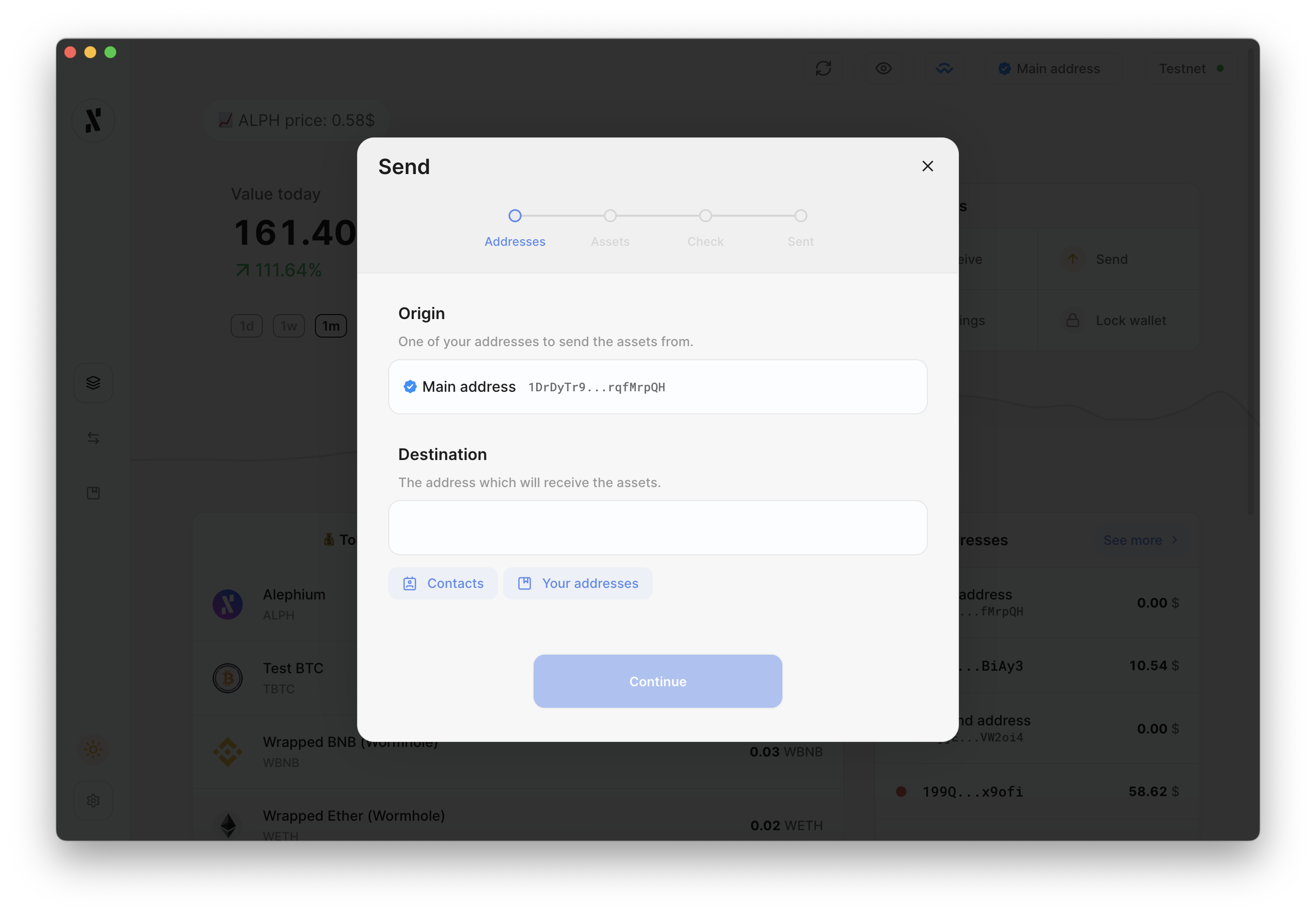 Landing page of Desktop Wallet